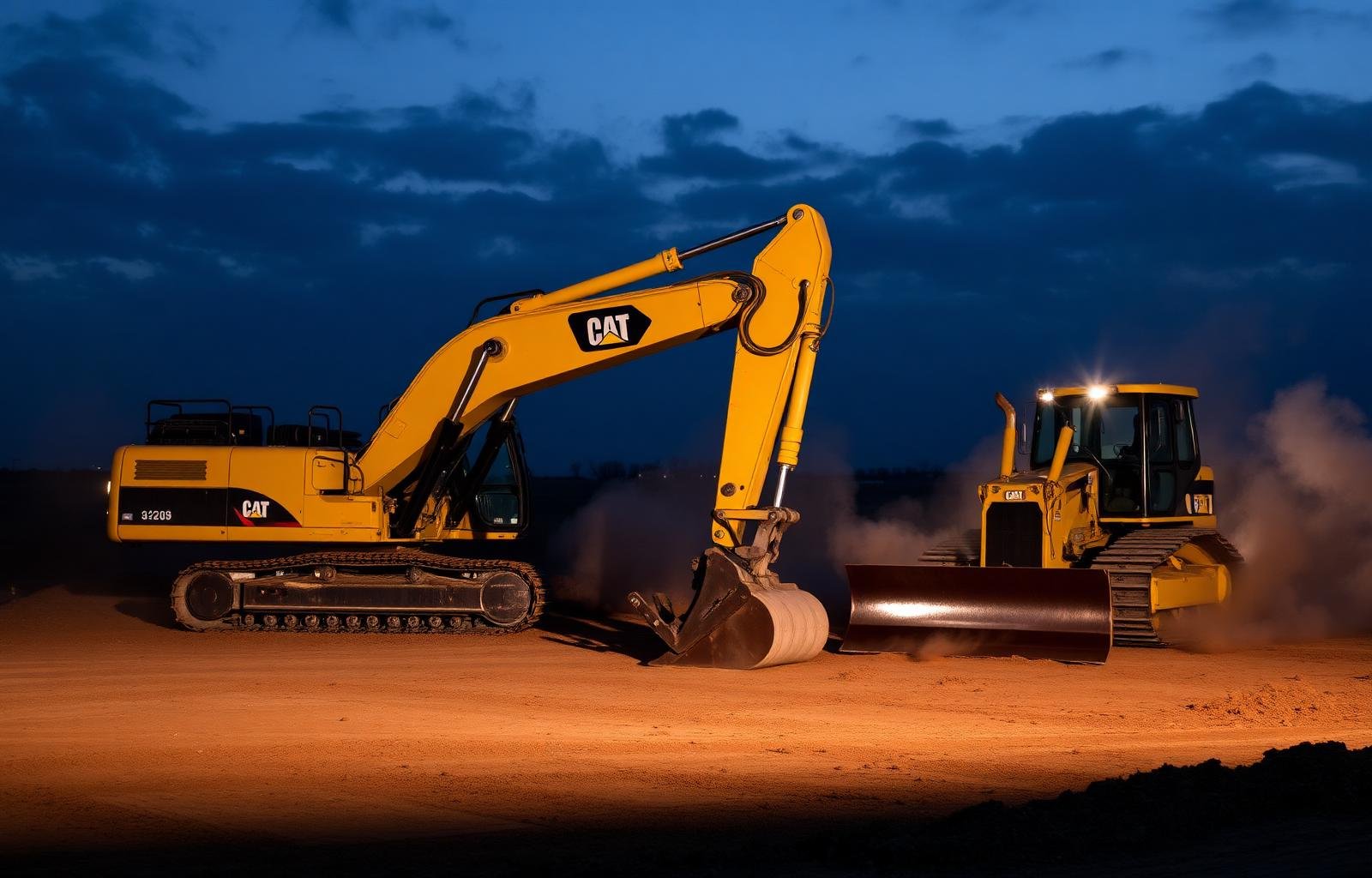Heavy equipment at dusk